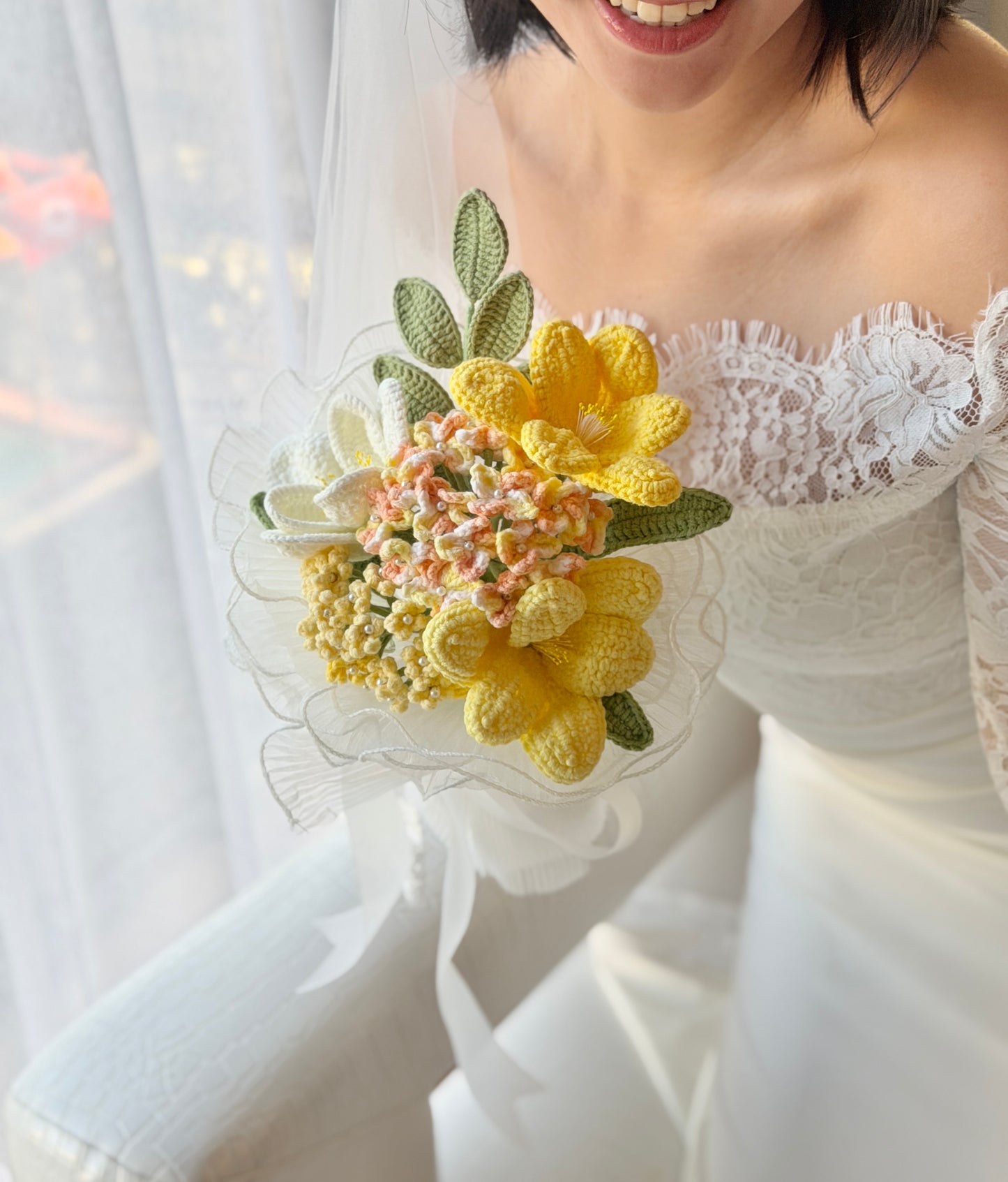 鬱金香繡球針織新娘花球(紫色) · 多色可選💐Gently Bliss