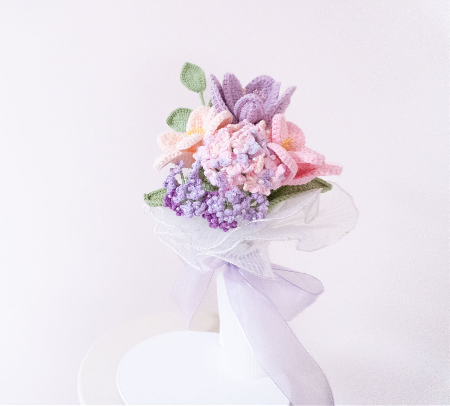 鬱金香繡球針織新娘花球 (黃色)· 多色可選💐Gently Bliss