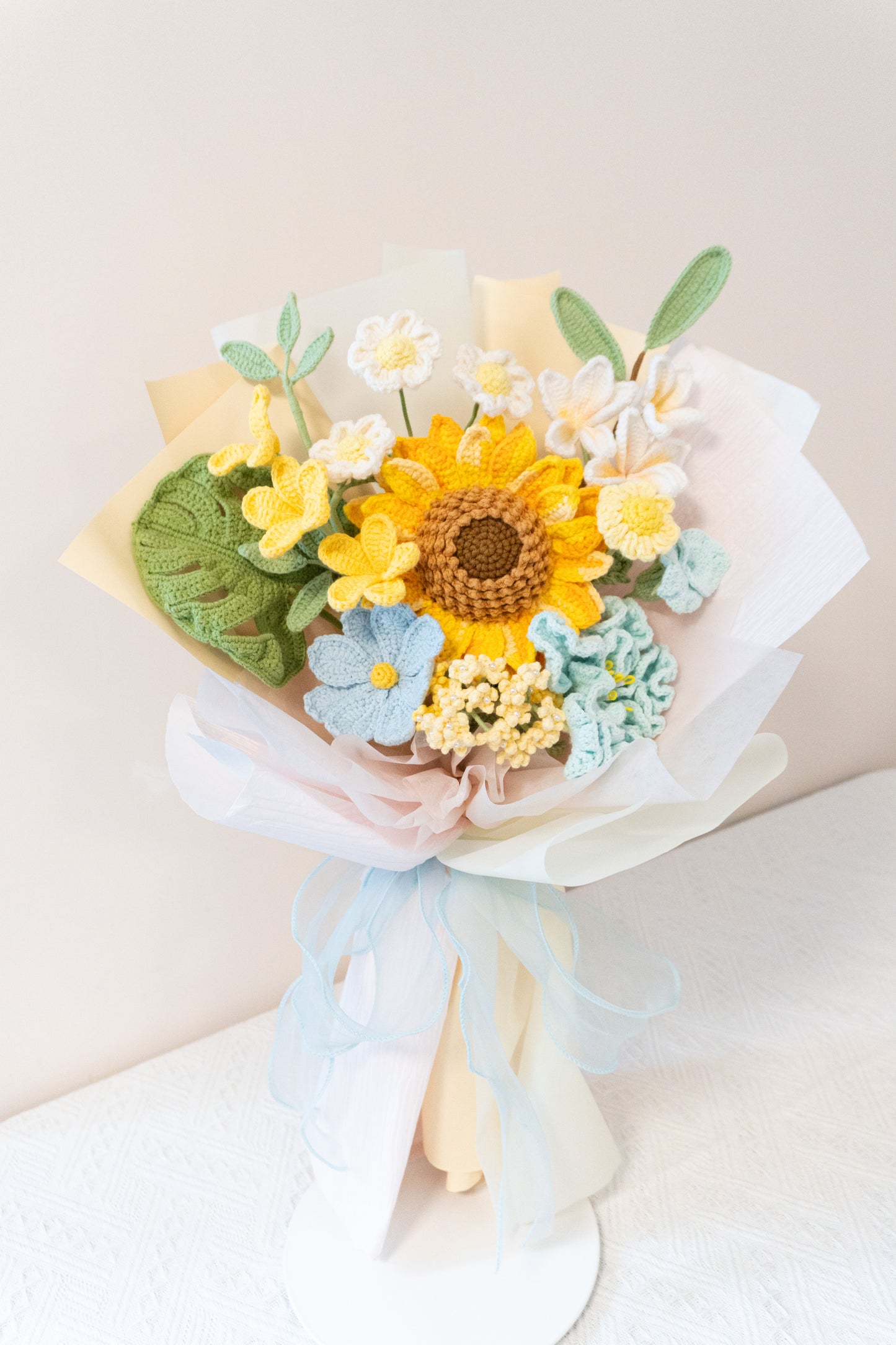 Hope💐向日葵雞蛋花桔梗編織花束