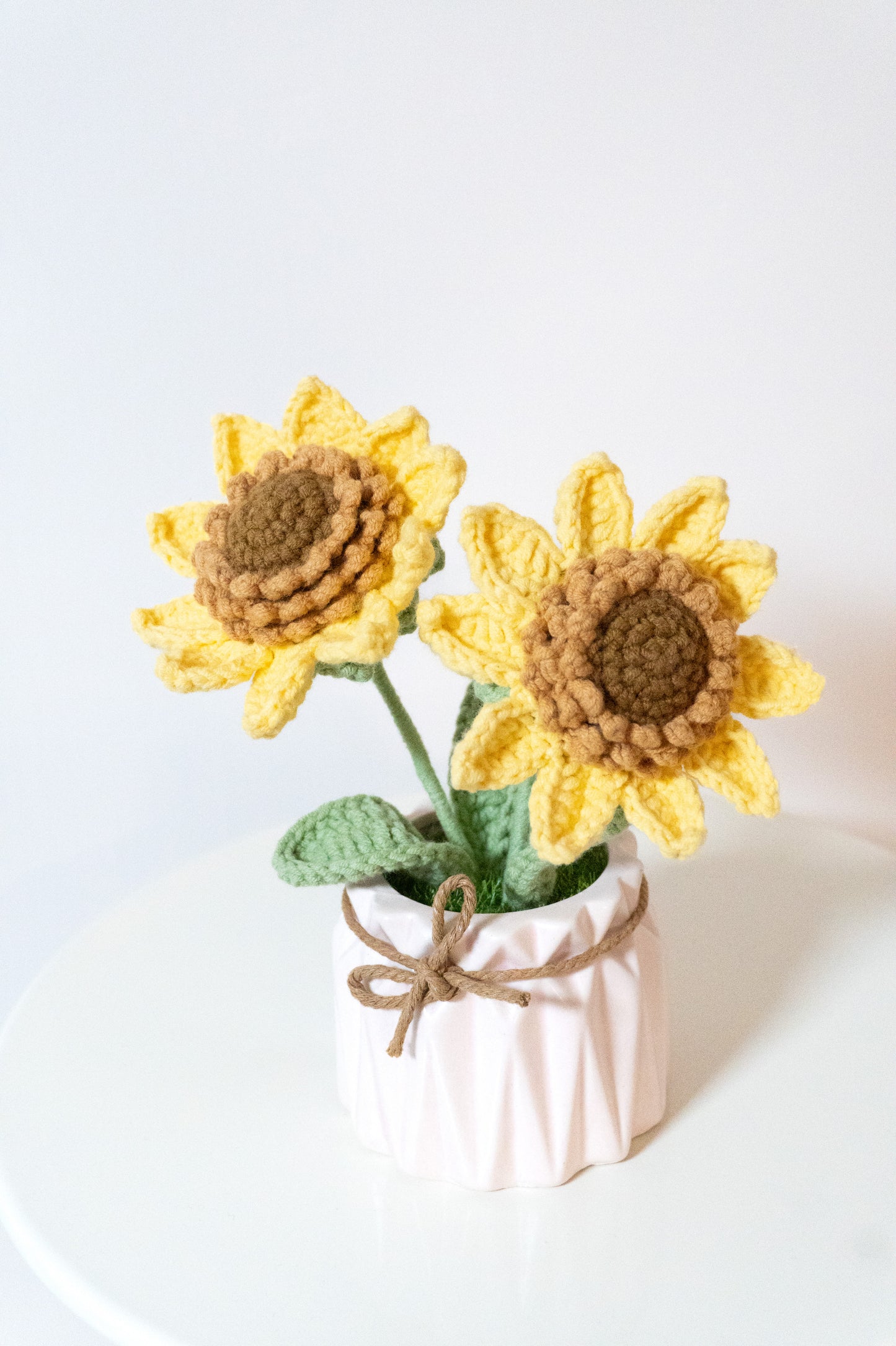 Twin Sunflower🌻Double head sunflower woven flower small pot