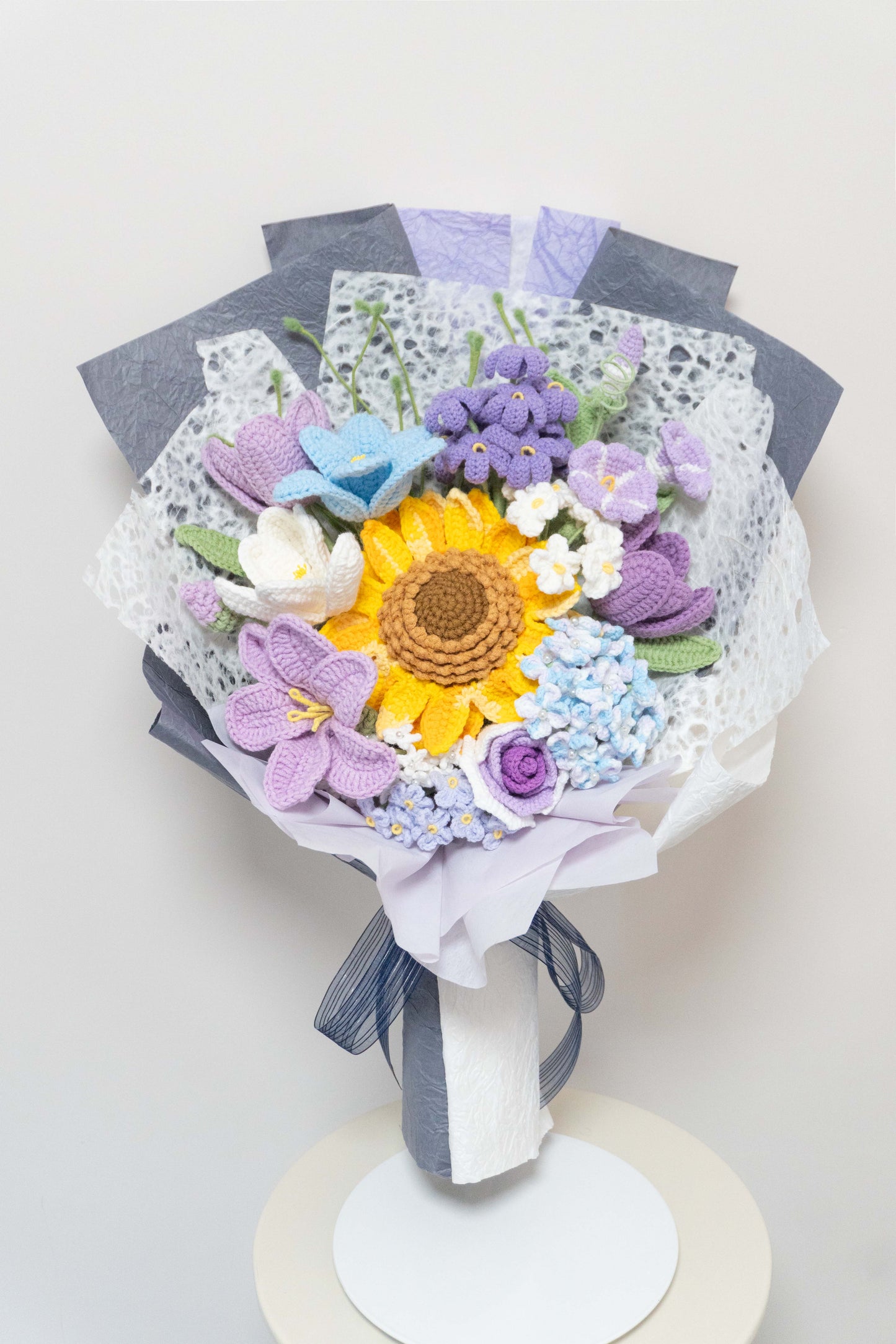 Exquisite💐 Sunflower, Morning Glory, Tulip Woven Bouquet