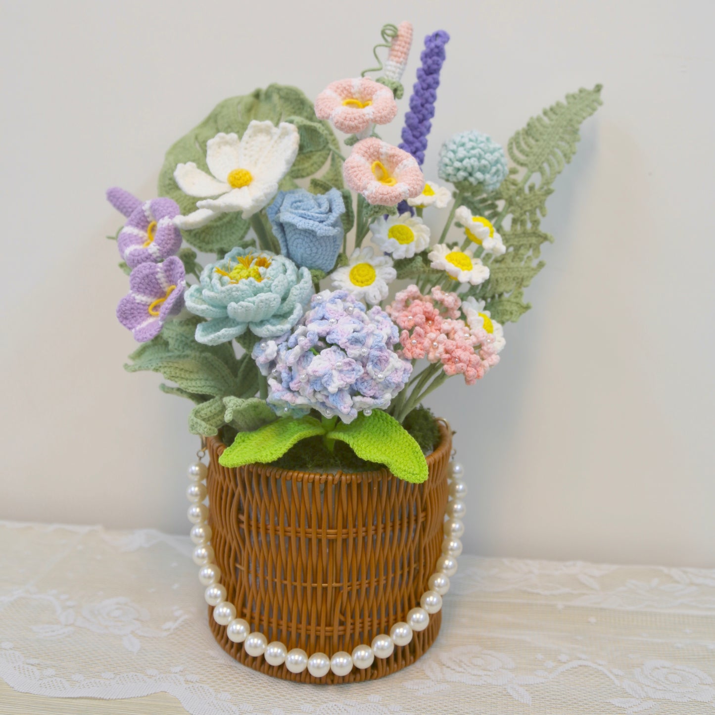 Gently🌸Hydrangea tender color woven flower basket