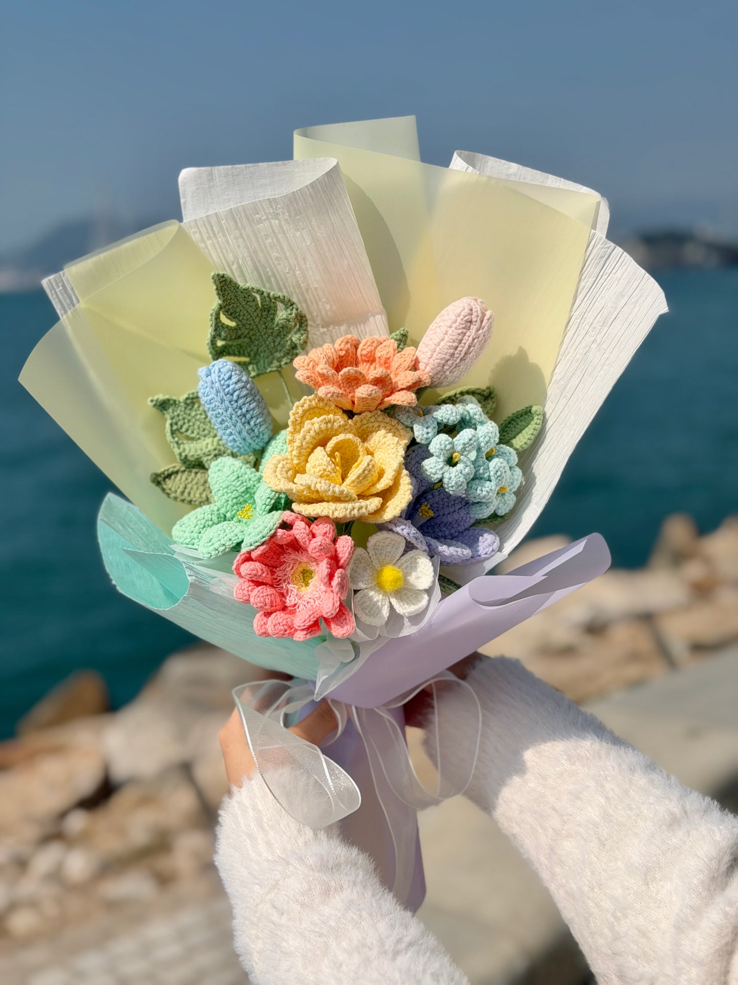 針織多巴胺非洲菊鬱金香花束💐Colorful You