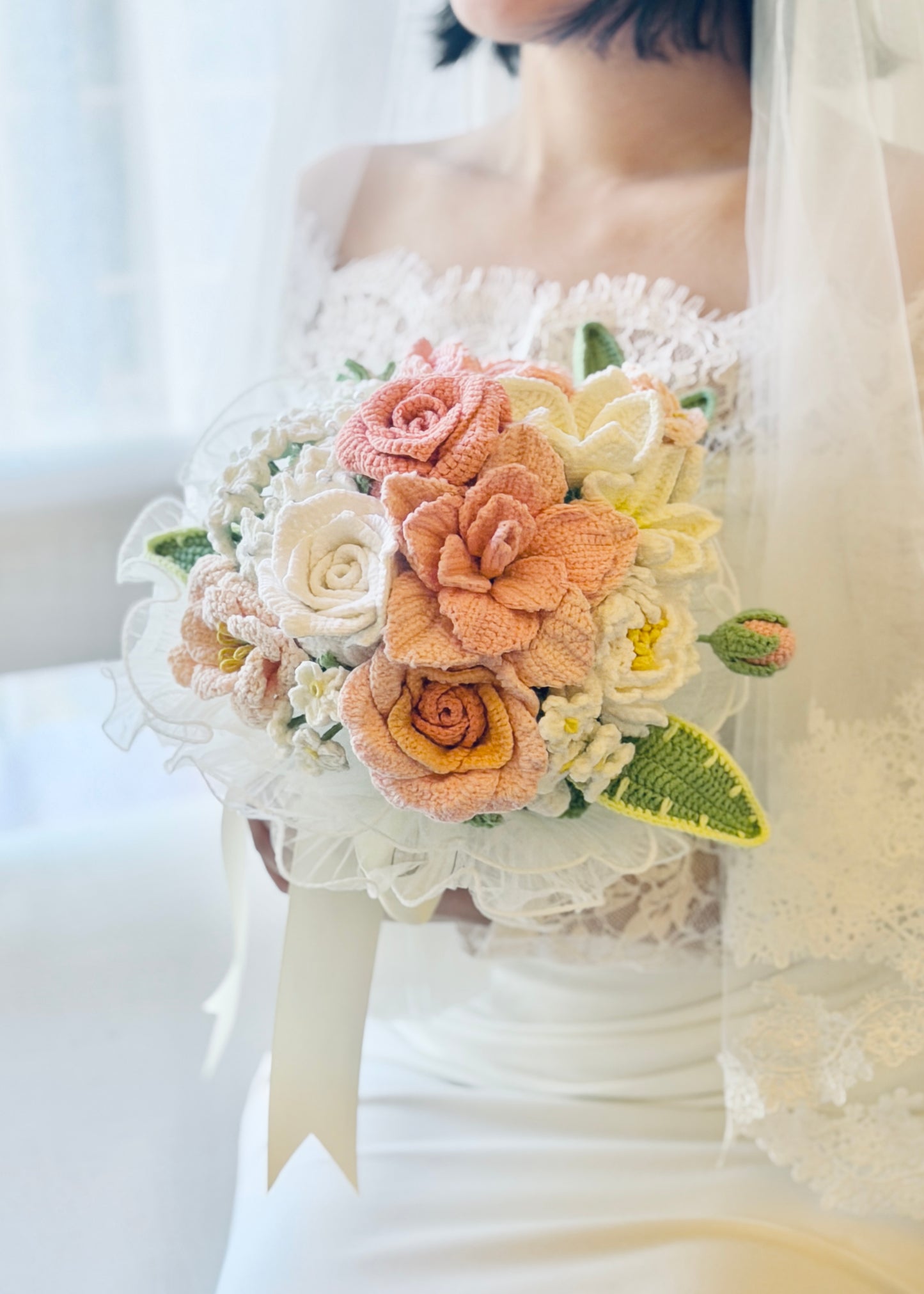 玫瑰繡球針織新娘花球 💐Dolce Vita