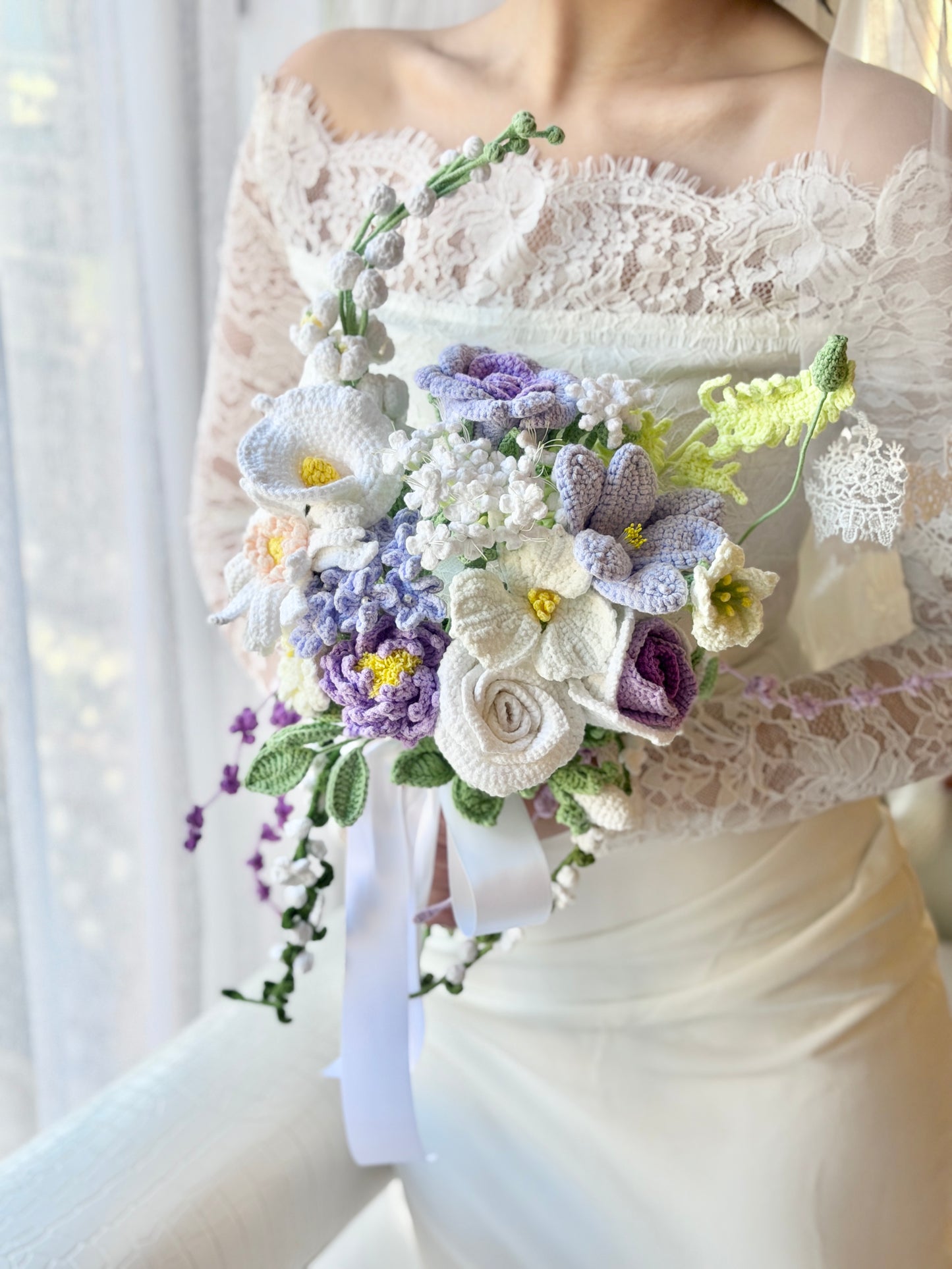 鬱金香玫瑰典雅針織新娘花球 💐Valerie