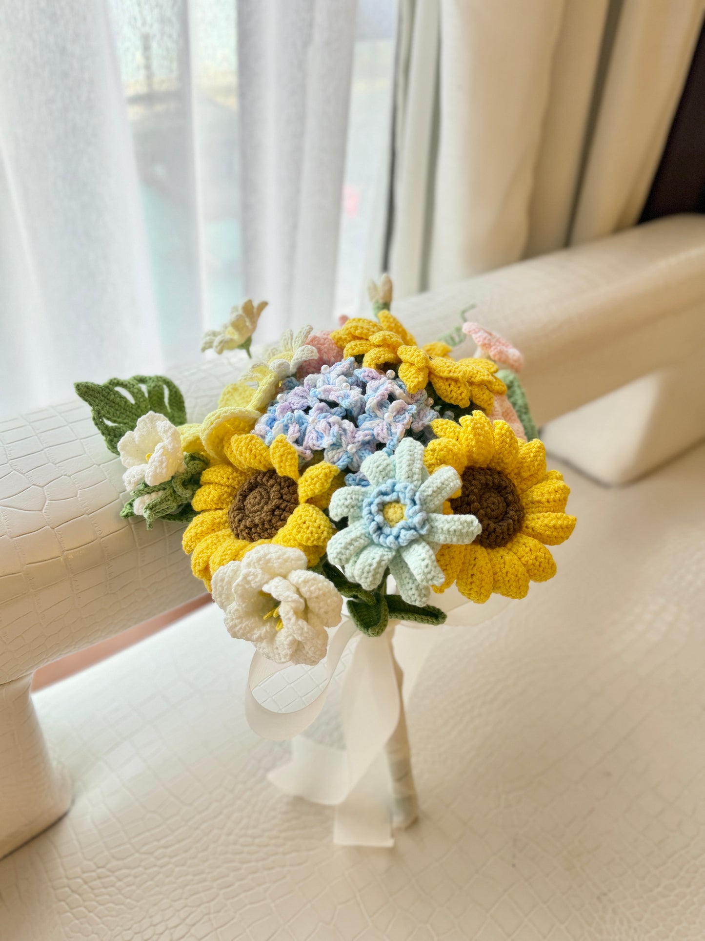 向日葵繡球針織新娘花球 💐Hope and Care