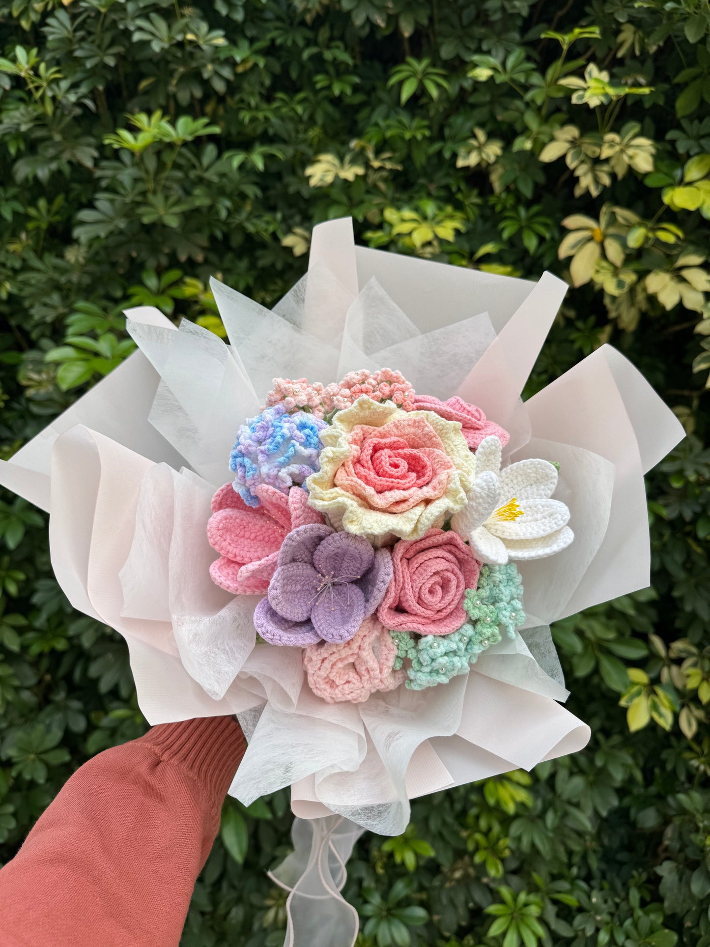 Blossom of love💐Rose, tulip, carnation woven bouquet