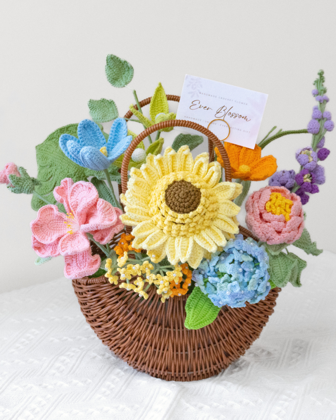 Ever Blossom🌸向日葵牡丹桔梗繡球花編織花籃