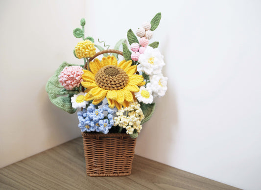Sunny Side Up🌸向日葵梔子花乒乓菊編織花籃
