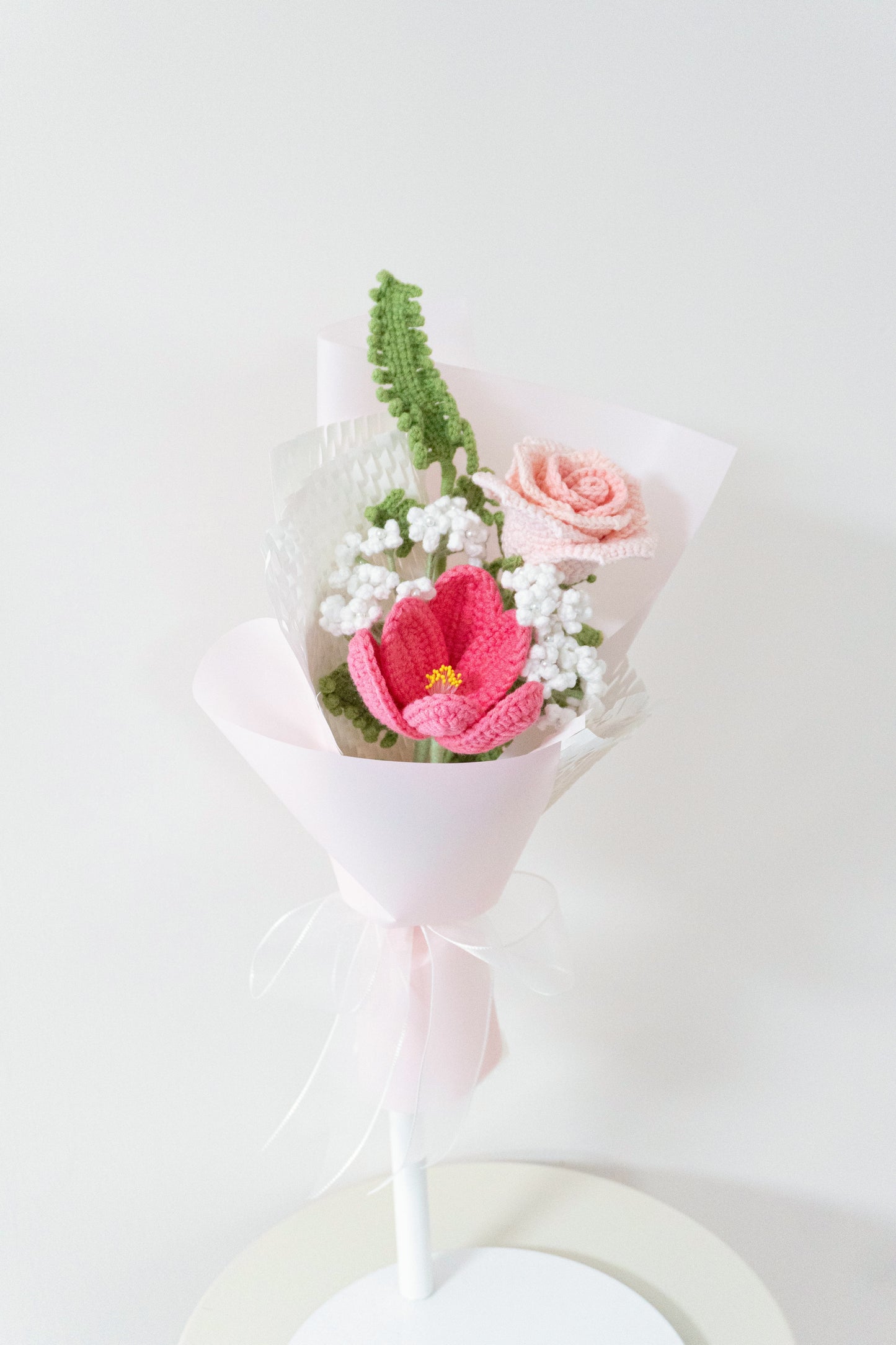 From the Start🌸Tulip, Rose, Gypsophila Braided Bouquet·Multiple colors available