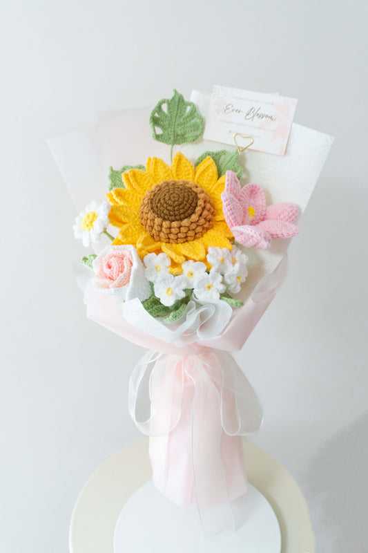 Lovely💐編織向日葵鬱金香雛菊玫瑰花束 · 多色可選