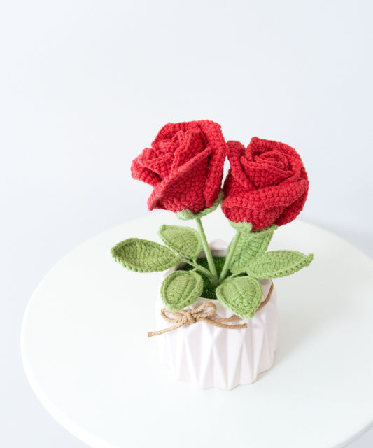Rose🌹編織玫瑰小盆裁，多色可選