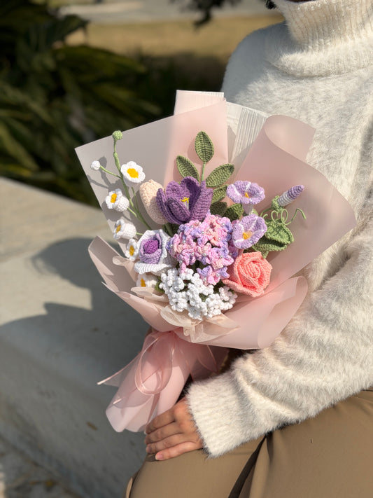 Blooming🌸수국장미 勿忘草 브레이디드 부케 · 다양한 색상 제공