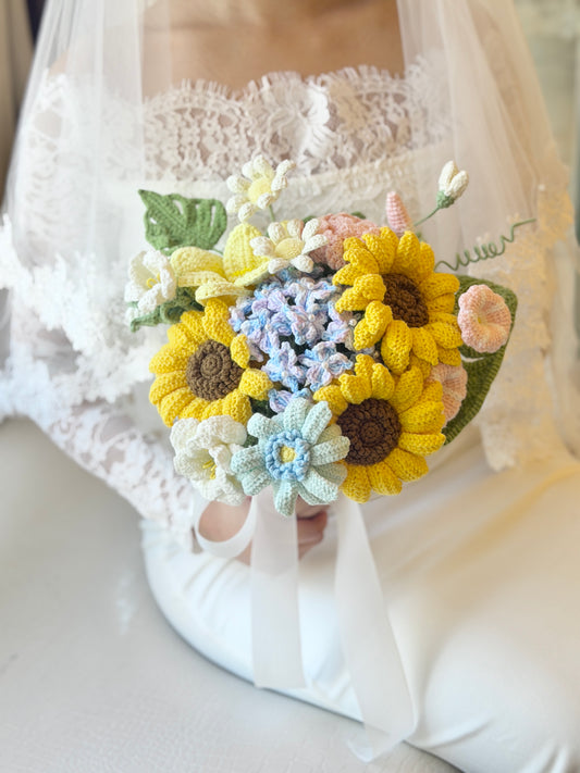 向日葵繡球針織新娘花球 💐Hope and Care