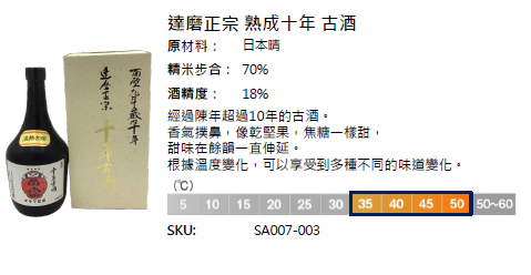 清酒｜達磨正宗 熟成十年 古酒